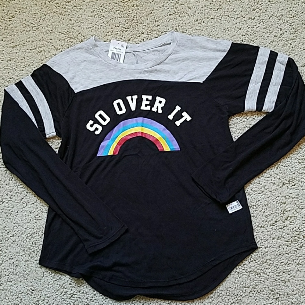Long sleeved black tee with rainbow